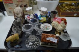 Decorative Ornaments, Pig Teapots, Glassware, etc.