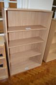 *Open Fronted Four Tier Bookcase in Light Oak Finish