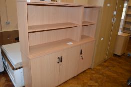 *Bookcase over Storage Unit in Light Beech Finish