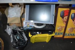 Box Containing Samsung DVD Player, Monitor, etc.