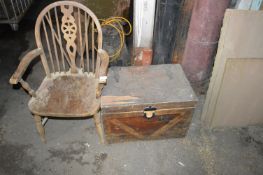 Wheelback Armchair and a Vintage Trunk