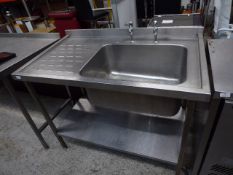 *S/S single sink with left hand drainer, taps and undershelf 1200w x 700d x 900h