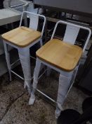 *2 x new industrial style - white metal frame, beech seats