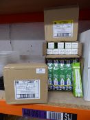 *large quantity of fluorescent and halogen bulbs approximately 80 items