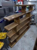 *large rustic pine antique effect wooden shelving unit 1700 x 200 x 1350