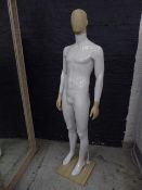 *male mannequin white gloss with wood effect hands and head