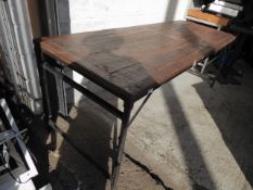 *large rustic wood folding table on black metal frame 2130 x 768 x 800