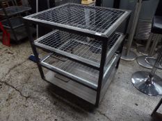 *industrial look metal mesh shelving unit on casters 800 X 700 X 900