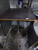 *5 dark wood effect topped dining tables on large heavy chrome base