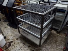 *industrial look metal mesh shelving unit on casters 800 X 700 by 900