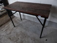 *small rustic wood folding table on black metal frame 1080 x 530 x 768