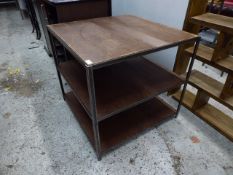 *metal framed industrial effect shelf unit with wooden shelves 800x800x750