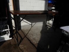 *large rustic wood folding table on black metal frame 2130 x 768 x 1060