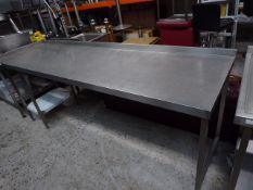 *S/S prep bench extra long with upstand to rear and right hand side 2440w x 710d x 900h