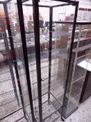 *tall glass shelf display tower with door black frame 450 x 400 x 18 00