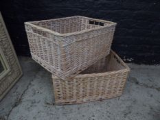*pair of of white-washed wicker baskets 470 x 350 x 230