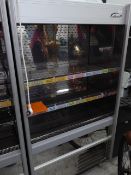 *superb modern class display case with slide out draw display to either end and metal black shelf co