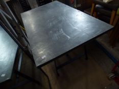 *large zinc topped dining table / display table black metal base 900 X 1600 X 800