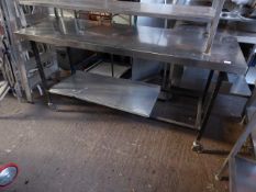 *stainless steel top prep bench with black metal legs 1800 x 600