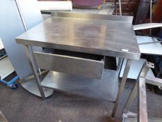 *stainless steel bench with upstand, drawer and under shelf 940 x 650