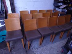 *15 brown upholstered dining chairs wooden frame and back