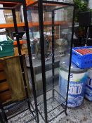 *tall glass shelf display tower with door black frame 450 x 400 x 1800