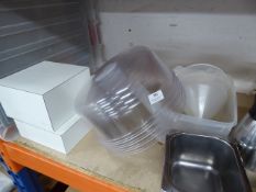 *quantity of items for cake covers several plastic boxes funnels jugs black slate etc
