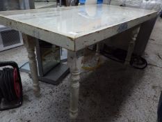 *large shabby chic white display table with glass top 1450 X 750 X 750
