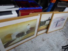 *3 large framed pictures 2 small framed pictures no glass and 3 large canvases boating theme