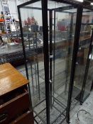 *tall glass shelf display tower with door black frame 450 x 400 x 1800