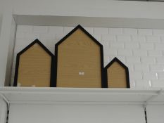 *Set of Three Graduated Wood Effect Houses