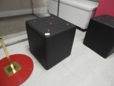 *Navy & Pink Leather Cube Stool