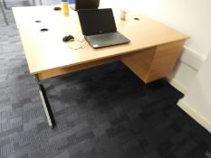 *Single Pedestal Desk in Lightwood & Grey Finish 160x80cm