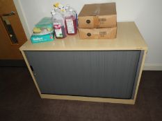 *Lightwood Storage Cabinet with Tambour Front