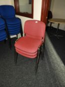 *Three Stackable Office Chairs with Upholstered Seats and Backs
