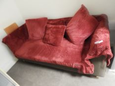*Two Seat Sofa with Red Throw and Scatter Cushions