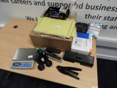 *Assorted Office Sundries and a Set of Postal Scales