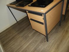 *Single Pedestal Desk with Righthand Drawer Pedestal in Lightwood Finish