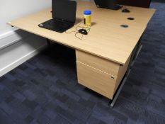 *Single Pedestal Desk in Lightwood & Grey Finish 160x80cm