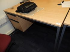 *Single Pedestal Desk with Righthand Drawer Pedestal in Lightwood Finish