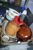 Kitchenware; Pyrex Dishes, Utensils, Flasks, etc.