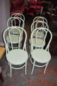 *Six Peppermint Green Bentwood Side Chairs