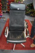 Black Leather Mesh Back Office Swivel Chair