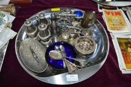 Stainless Steel Tray Containing Metal Cruet Sets a