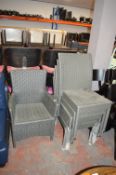 *Grey Rattan Weave Carver and Five Dining Chairs