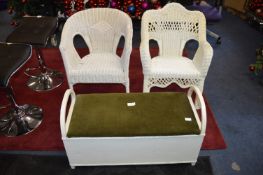 White Conservatory Chairs and an Ottoman