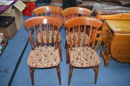 Four Dining Chairs with Floral Upholstery