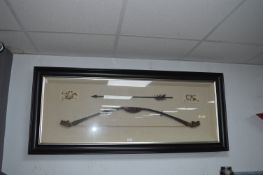 Carved Ethnic Bow and Arrow in Box Frame