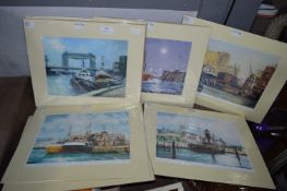 Nine Mounted Jack Rigg Prints of the River Hull, e