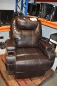 *Brown Leatherette Reclining Armchair